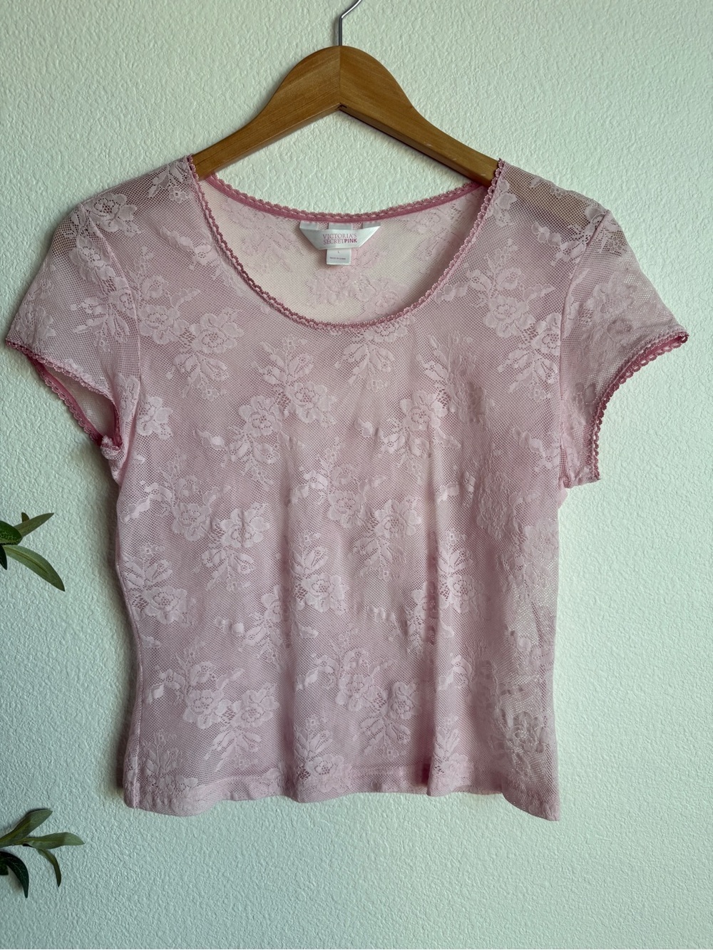 Vintage 2002 Victoria’s Secret PINK Floral Lace Mesh Top Y2K Women’s Size Large